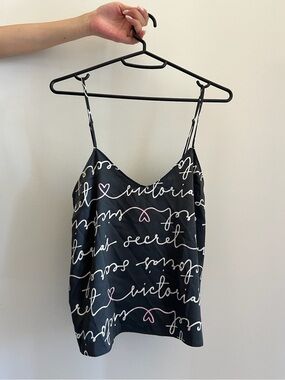 Victoria's Secret Black Satin Script Cami